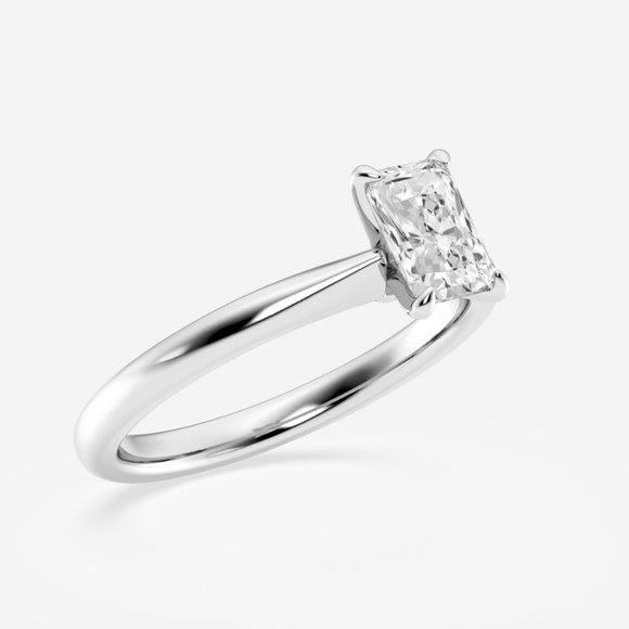 3/4 ctw Radiant Lab Grown Diamond Petite Solitaire Engagement Ring - Picture 2 of 6